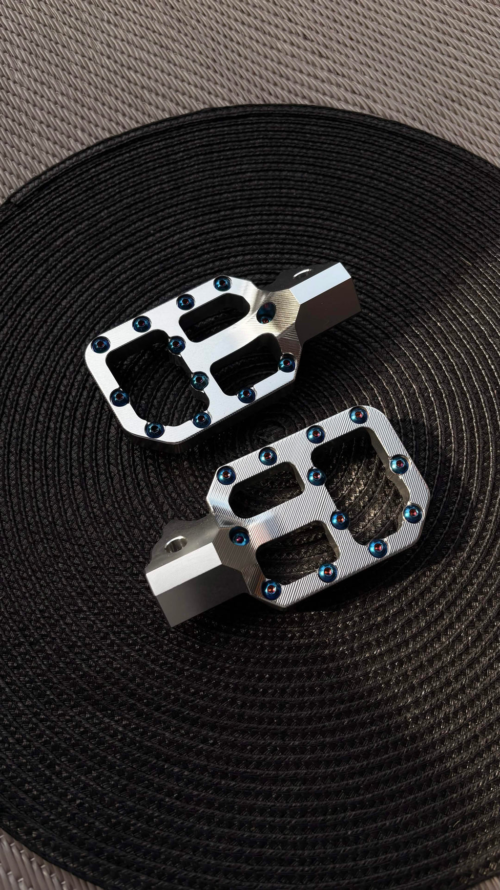 FxW Wide Footpegs with Titanium Bolts Black/Silver - Fits On Most Bikes
